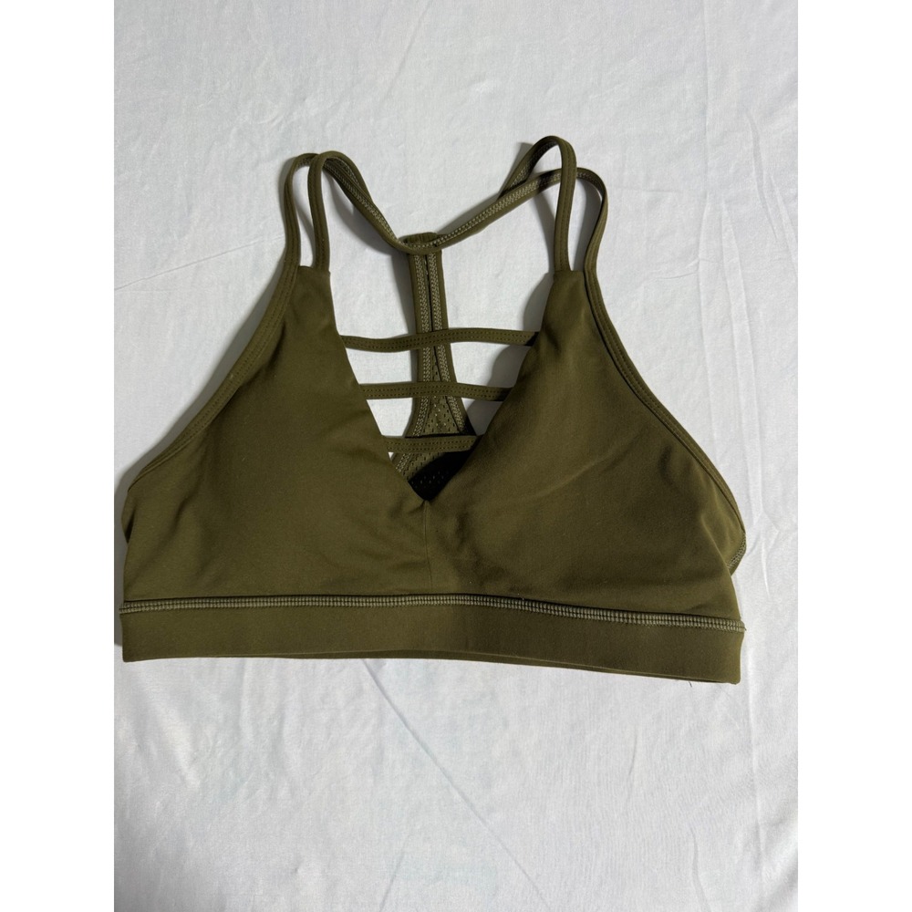 Zyia Active Olive Green All-Star Sports Bra Strappy Mesh Back Large